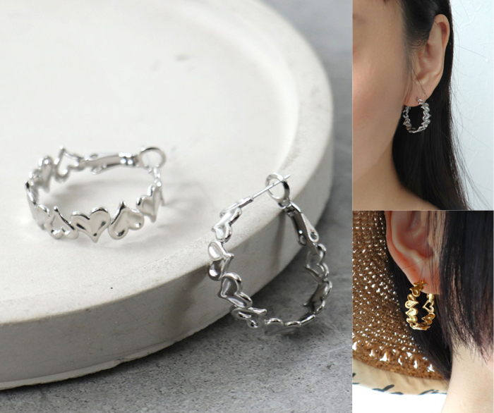andonシルバーのフープピアス