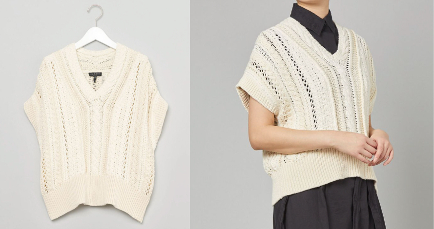 rag＆bone（ラグ ＆ ボーン）オフホワイトのVネックニットベスト