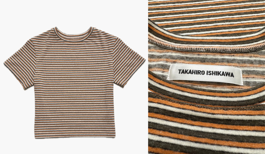 Takahiro IshikawaブラウンのボーダーTシャツ