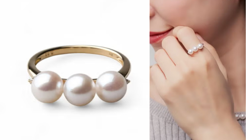 Pearl for Life（パールフォーライフ）ゴールドの3連パールリング