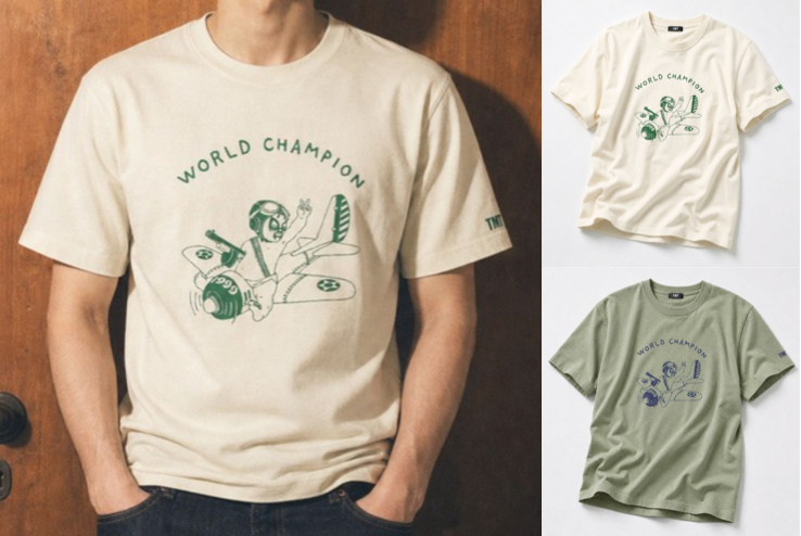 TMT（ティーエムティー）アイボリーのプリントTシャツ