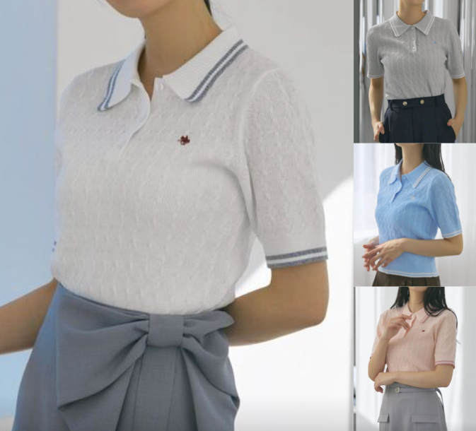 POLO BCSコラボ」ラインポロニットホワイトのポロシャツ
