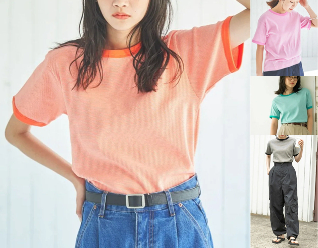 coen(コーエン)ピンクの配色Tシャツ