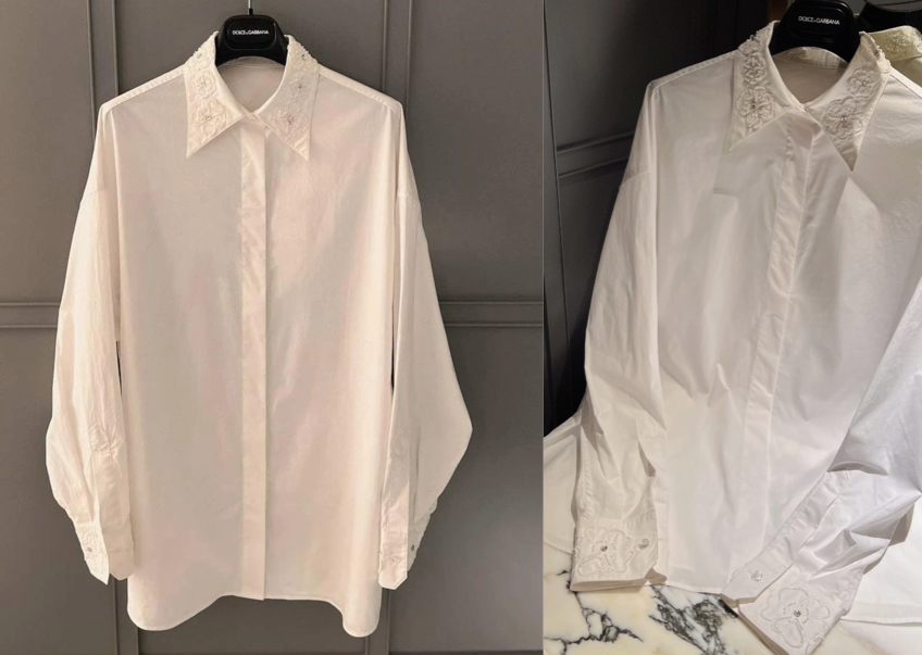 DOLCE & GABBANAホワイトの刺繍シャツ