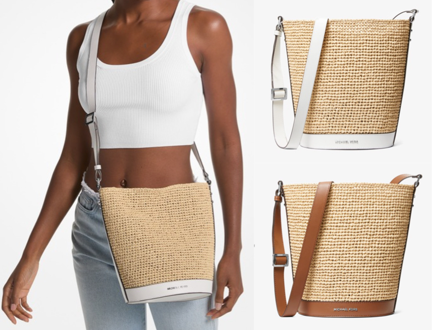 MICHAEL KORS（マイケルコース）ホワイトのストローバケットバッグ