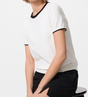 UNIQLO（ユニクロ）ホワイトのバイカラー半袖ニット