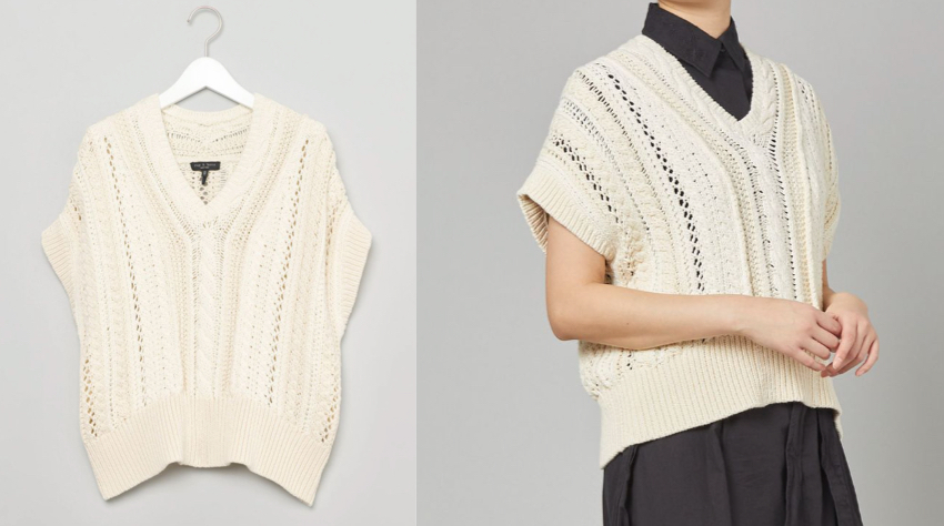 rag & bone（ラグアンドボーン）ホワイトのVネックニットベスト