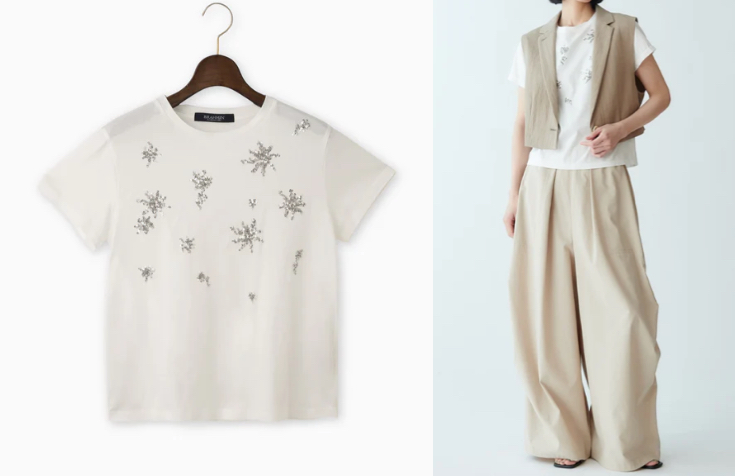 ホワイトの半袖Tシャツ