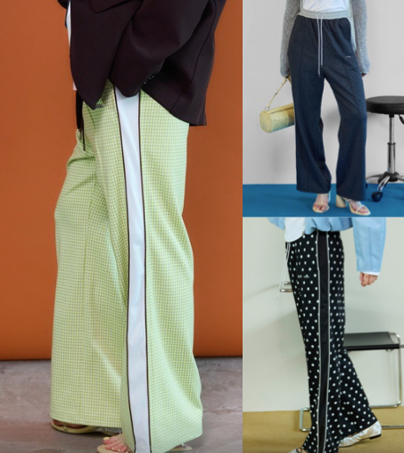 ライトグリーンのチェックパンツ