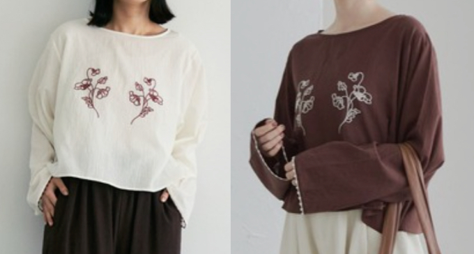 Crisp（クリスプ）ホワイトの刺繍ブラウス