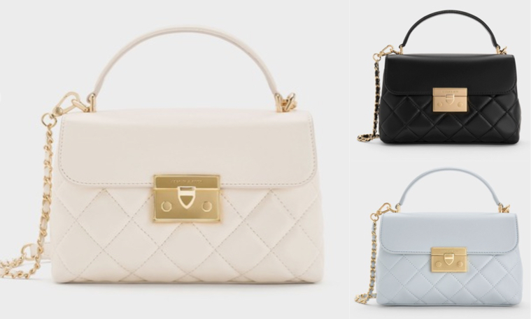 CHARLES & KEITH(チャールズアンドキース)ホワイトのキルティングバッグ