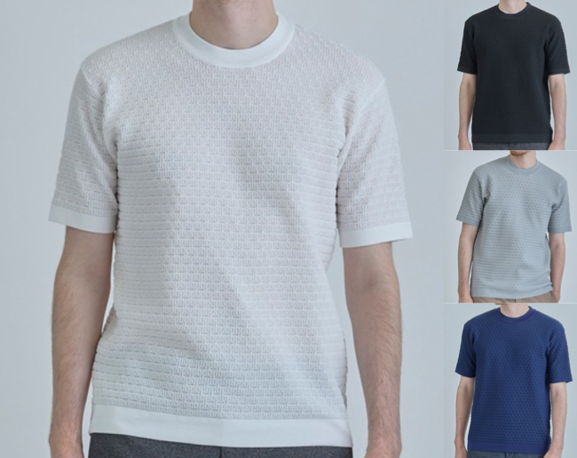 MEN'S BIGI(メンズビギ)ホワイトのニットTシャツ