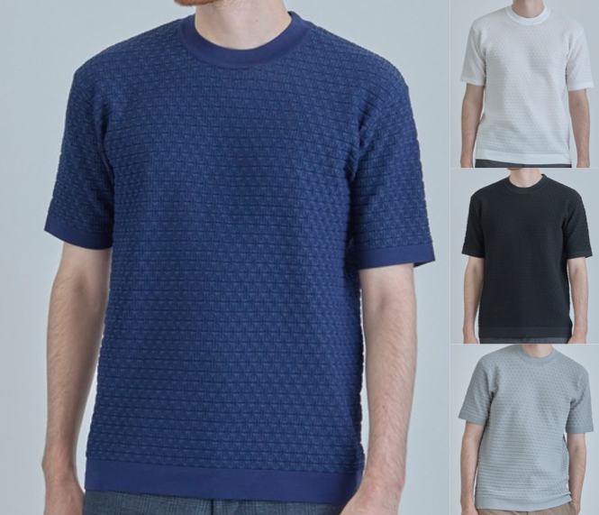 MEN'S BIGI（メンズビギ）ブルーのニットTシャツ