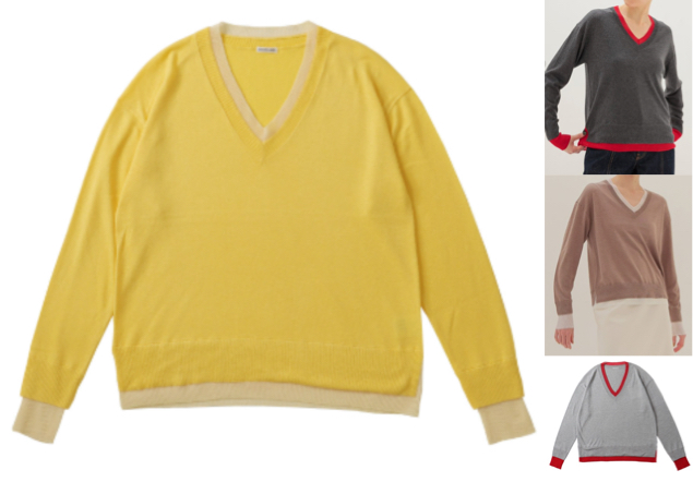 DRESSLAVE（ドレスレイブ）イエローのVネックニット