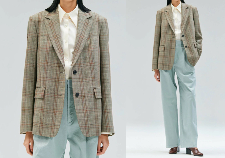 BEIGE,（ベイジ）ベージュのチェック柄ジャケット
