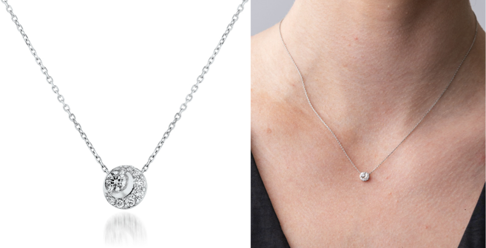 STAR JEWELRY(スタージュエリー)シルバーのダブルムーンネックレス
