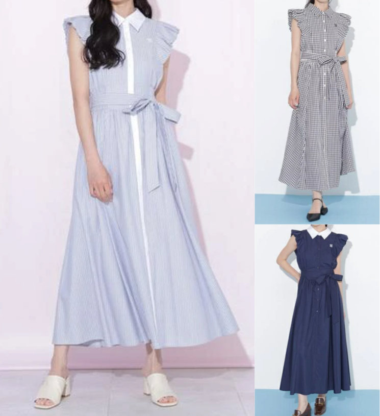 JILL by JILL STUART（ジルバイジルスチュアート）サックスブルーの袖バルーンシャツワンピース