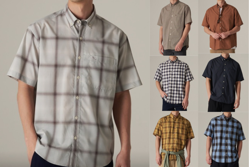 Eddie Bauer（エディー・バウアー）ベージュのチェック柄半袖シャツ