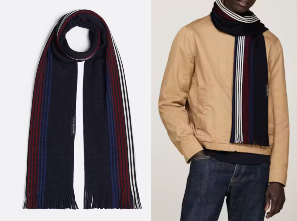 Tommy Hilfiger（トミー ヒルフィガー）ネイビーのラインマフラー