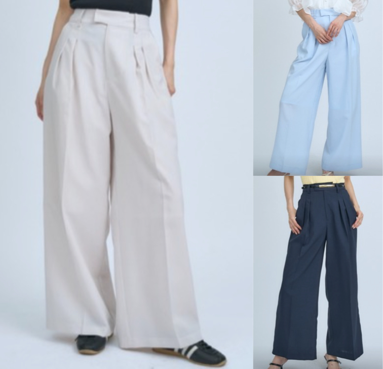 AND COUTURE（アンドクチュール）ライトベージュのワイドパンツ