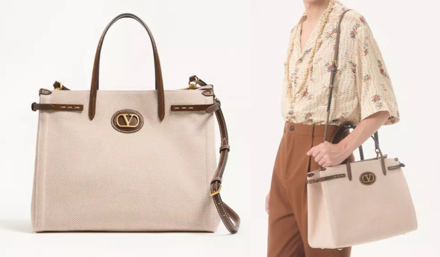 VALENTINO（ヴァレンティノ）　ベージュxブラウンのトートバッグ