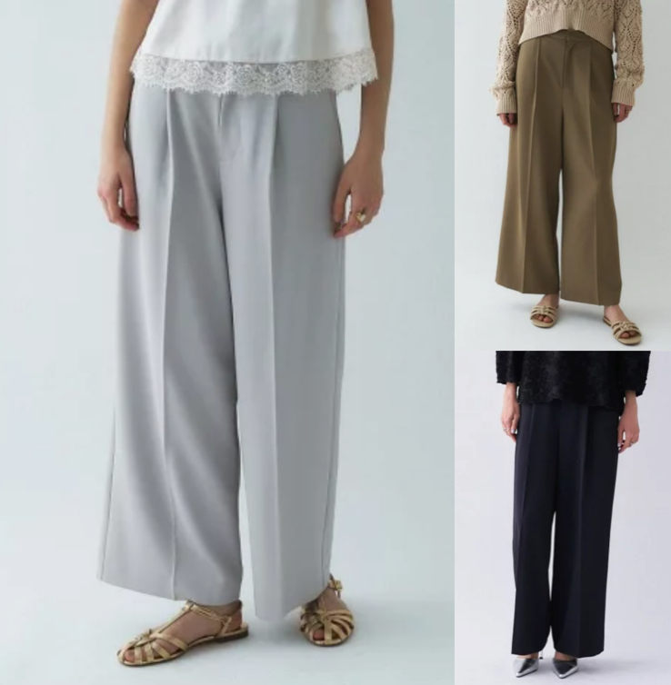 cloenc（クロエンス）グレーのタックワイドパンツ
