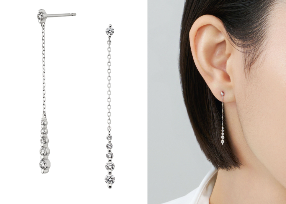 Vendome Aoyama（ヴァンドーム青山）シルバーxダイヤのチェーンピアス