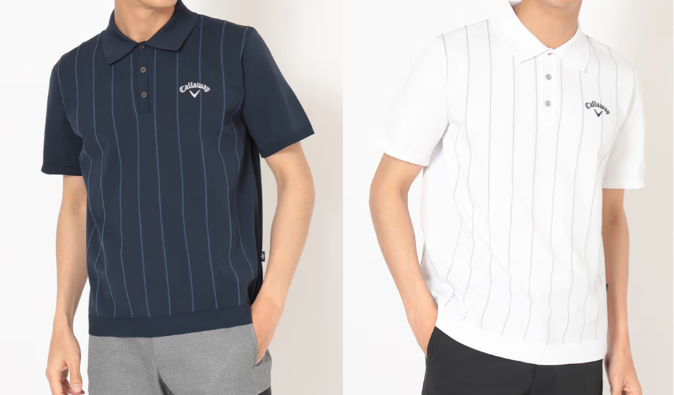 Callaway Golf（キャロウェイゴルフ）ネイビーのストライプ柄ポロニット