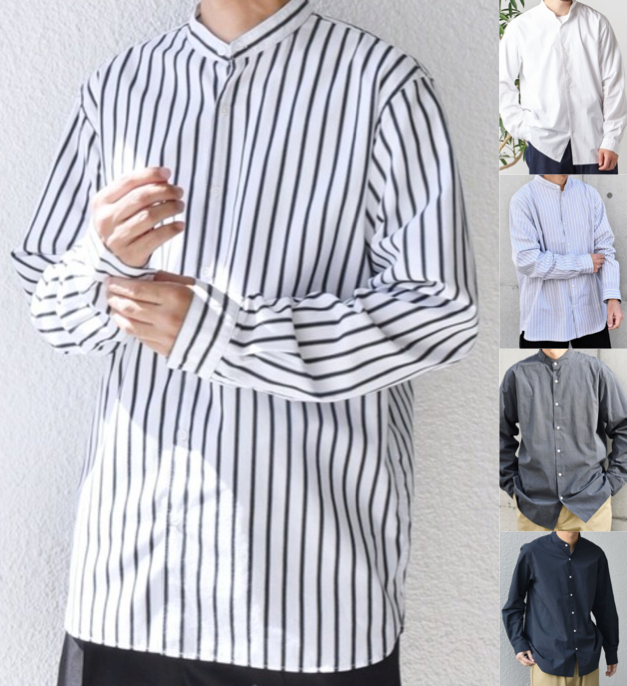 SHIPS any（シップスエニィ）白黒のストライプ柄シャツ