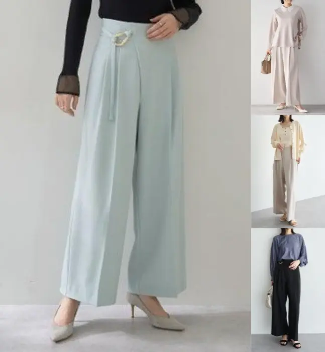 YECCA VECCA(イェッカヴェッカ)ブルーのワイドパンツ