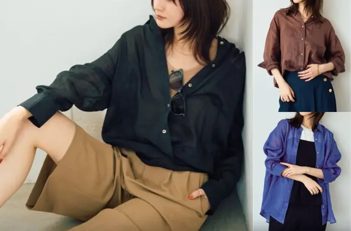 YECCA VECCA(イェッカヴェッカ)ブラックのシアーシャツ