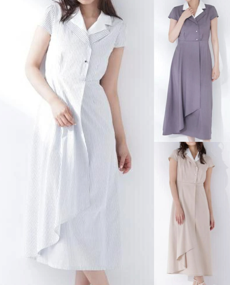NATURAL BEAUTY BASIC(ナチュラルビューティーベーシック)ライトブルーのストライプ柄ワンピース