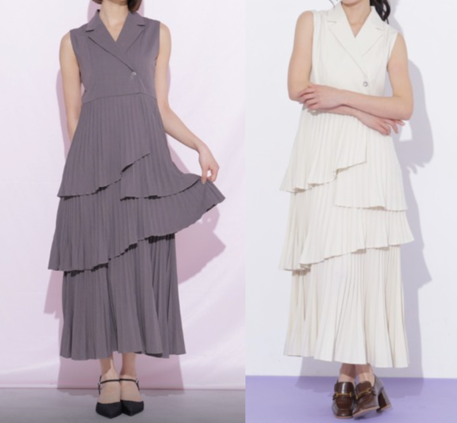 JILL by JILL STUART（ジルバイジルスチュアート）チャコールグレーのプリーツジレワンピース