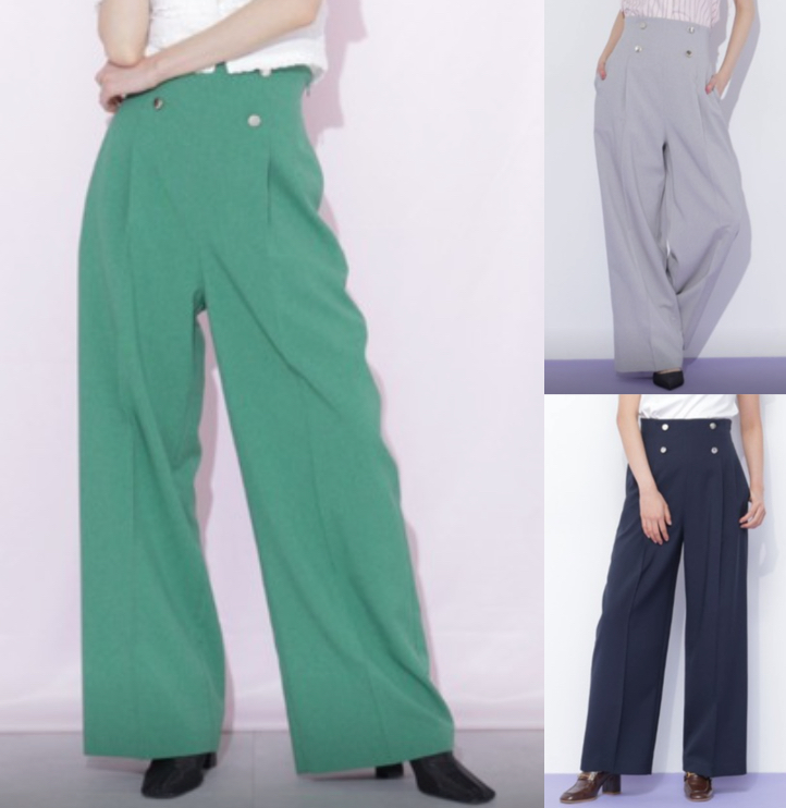 JILL by JILL STUART（ジルバイジルスチュアート）グリーンのワイドパンツ