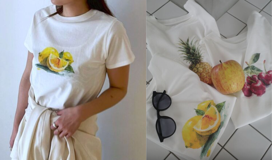 LAGUNAMOON（ラグナムーン）ホワイトのレモンプリントTシャツ