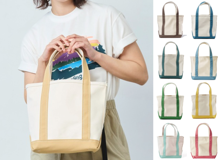 L.L.Bean（エルエルビーン）ホワイトxベージュのトートバッグ