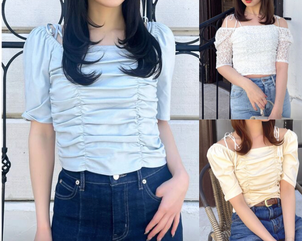 dazzlinブルーのシャーリングカットソー