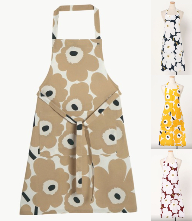 marimekko（マリメッコ）ベージュの花柄エプロン