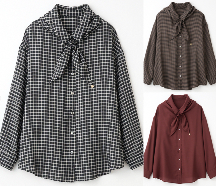 Stola.（ストラ）ブラックのチェック柄シャツ