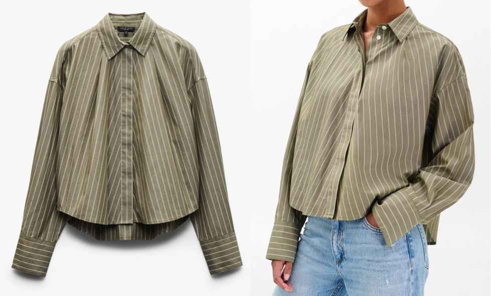 rag-bone(ラグアンドボーン)カーキのストライプシャツ
