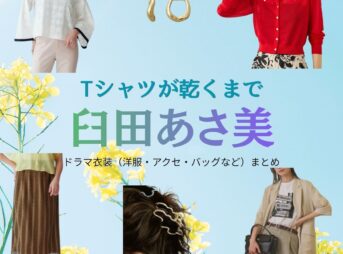 臼田あさ美【Tシャツが乾くまで】ドラマ衣装（大井田千鶴役）着用ファッション全話まとめ！洋服 バッグ アクセなどの衣装協力ブランドは？ドラマ【Tシャツが乾くまで（てぃーしゃつがかわくまで）】で臼田あさ美（うすだあさみ）さんが演じる大井田千鶴（おおいだちづる）役に衣装協力されているドラマの服装（ファッション・コーデ）の「ブランド」や「購入先」洋服・アクセサリー・バッグ・靴・腕時計など