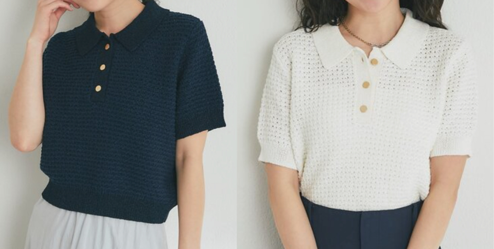 La boutique BonBon（ラブティックボンボン）ネイビーのポロニット