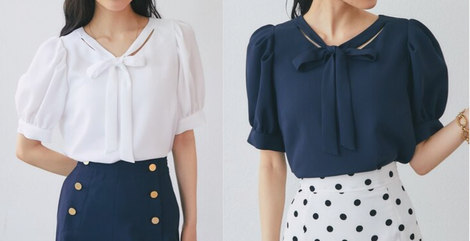 La boutique BonBon（ラブティックボンボン）ホワイトのパフスリーブブラウス