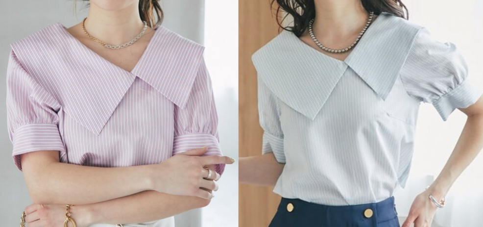 La boutique BonBon（ラブティックボンボン）ピンクのストライプ柄半袖ブラウス