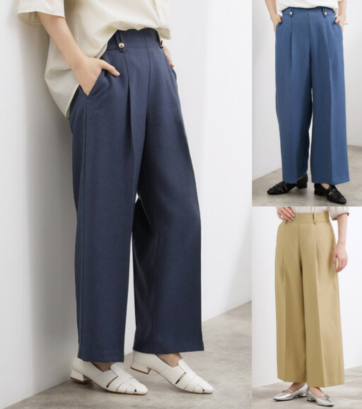 grove（グローブ）ネイビーのデニムライクワイドパンツ