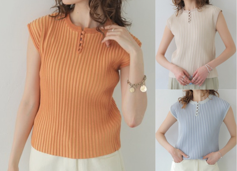 CLEIO（クレイオ）オレンジのフレンチスリーブニット