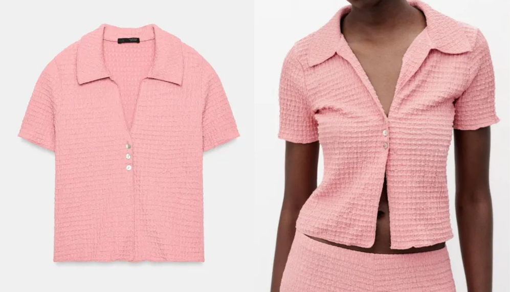 ZARA（ザラ）ピンクのスキッパーシャツ