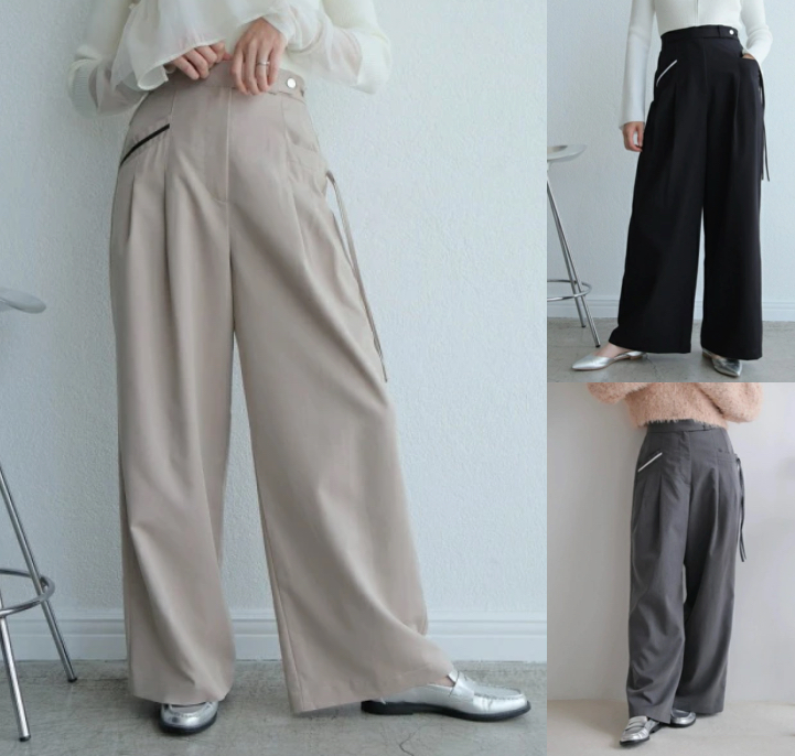 LADYMADE(レディメイド)ベージュのアシメリボンポケットパンツ