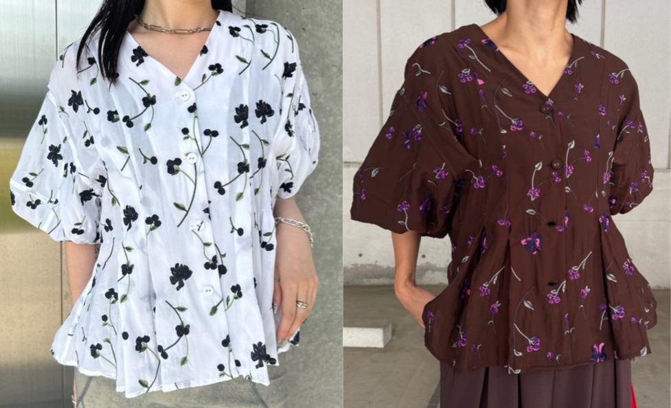 Ameri(アメリ)ホワイトの小花柄シャツブラウス