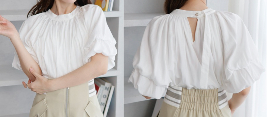 LADYMADE(レディメイド)ホワイトのバルーンスリーブブラウス
